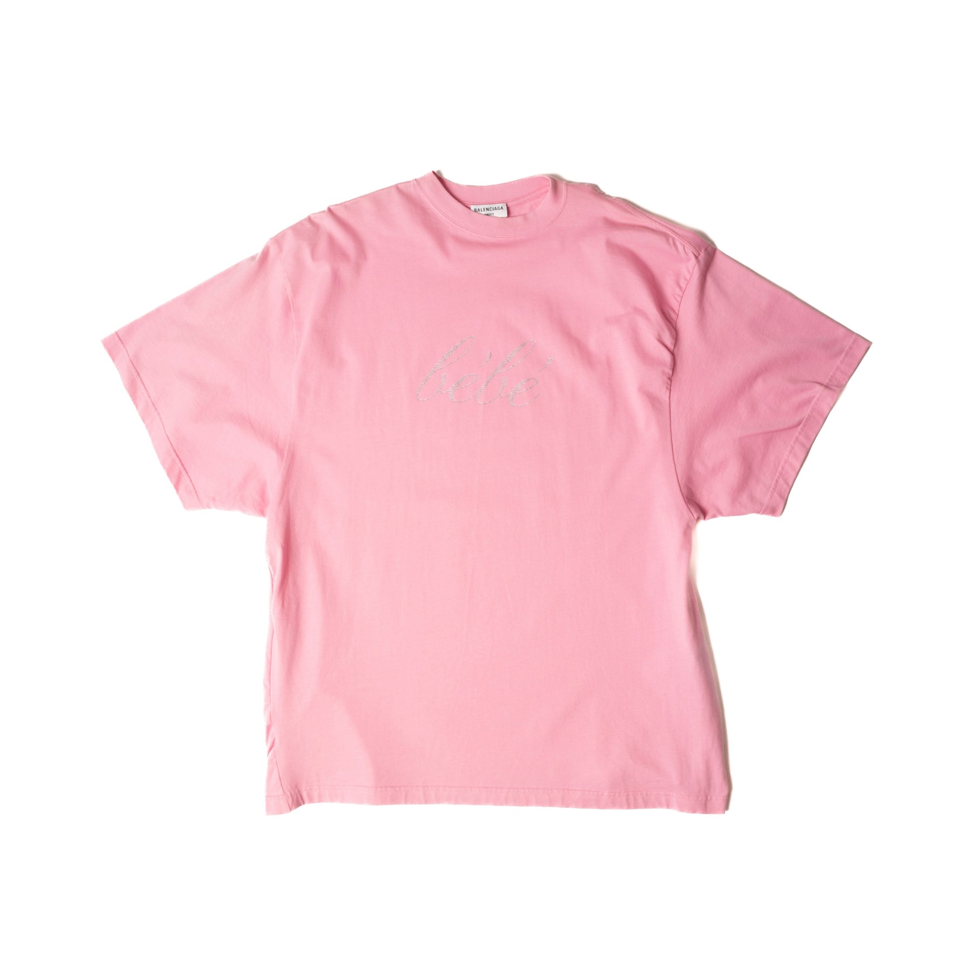 Balenciaga SS23 Rhinestone “Bebe” Tee in Pink