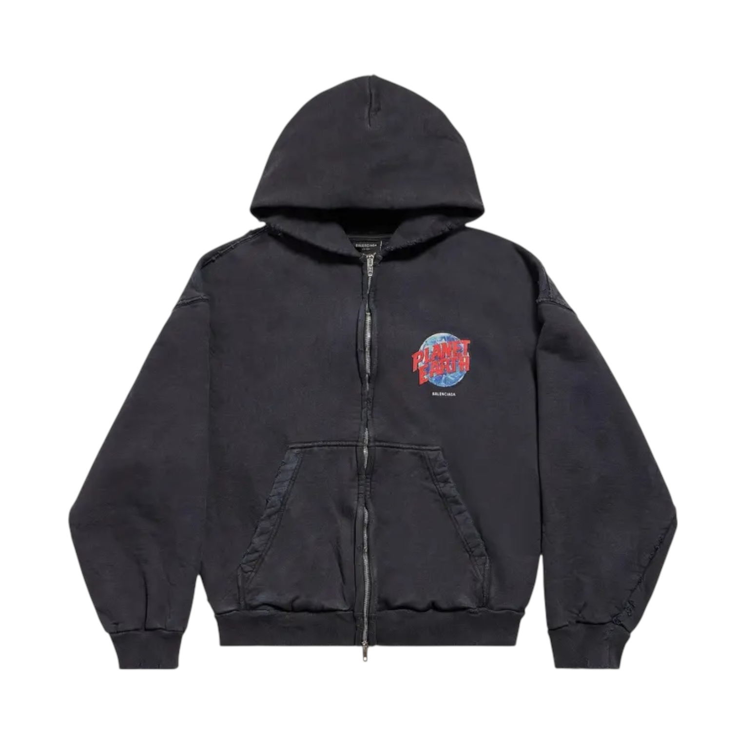 Balenciaga SS24 Planet Earth Zip-Up Hoodie