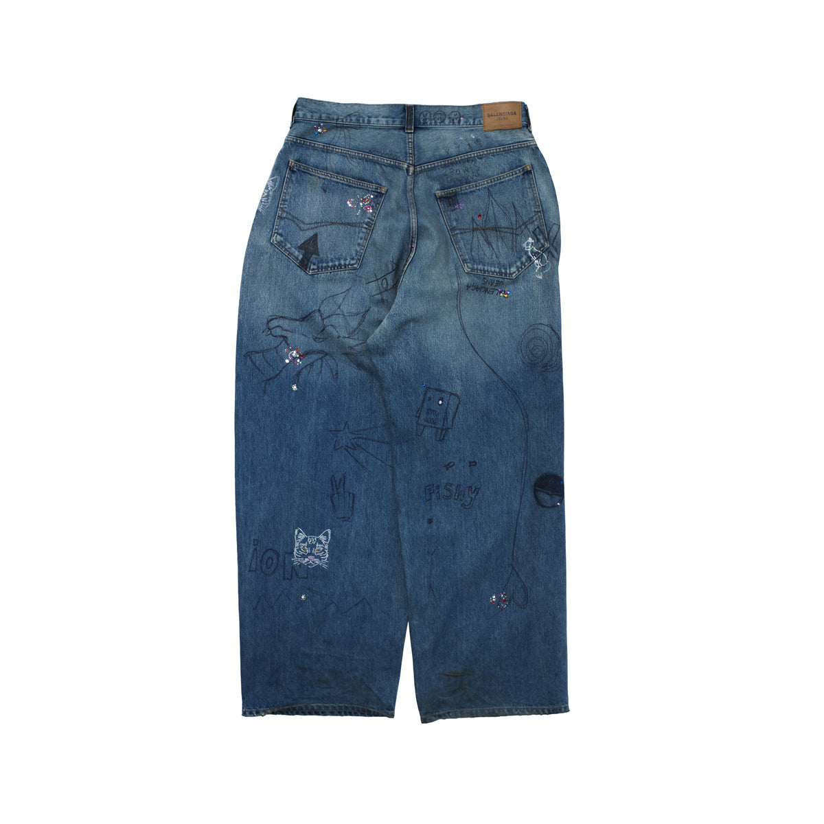 Balenciaga SS22 Distressed Gem Bedazzled Jeans
