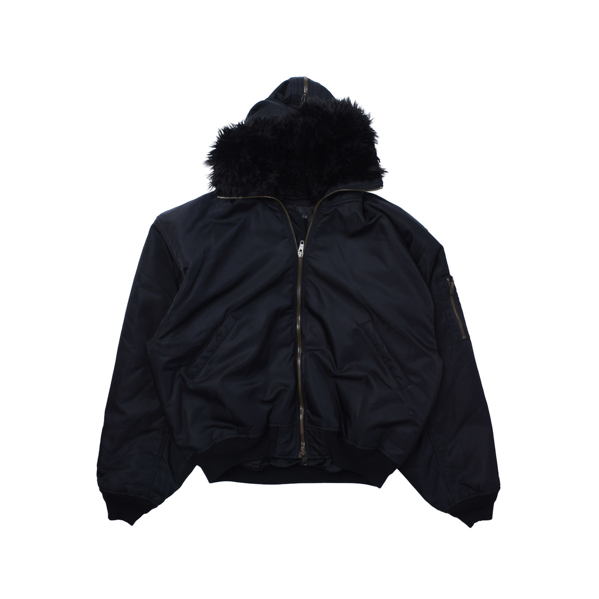 Balenciaga FW25 Fur Hooded Bomber Jacket