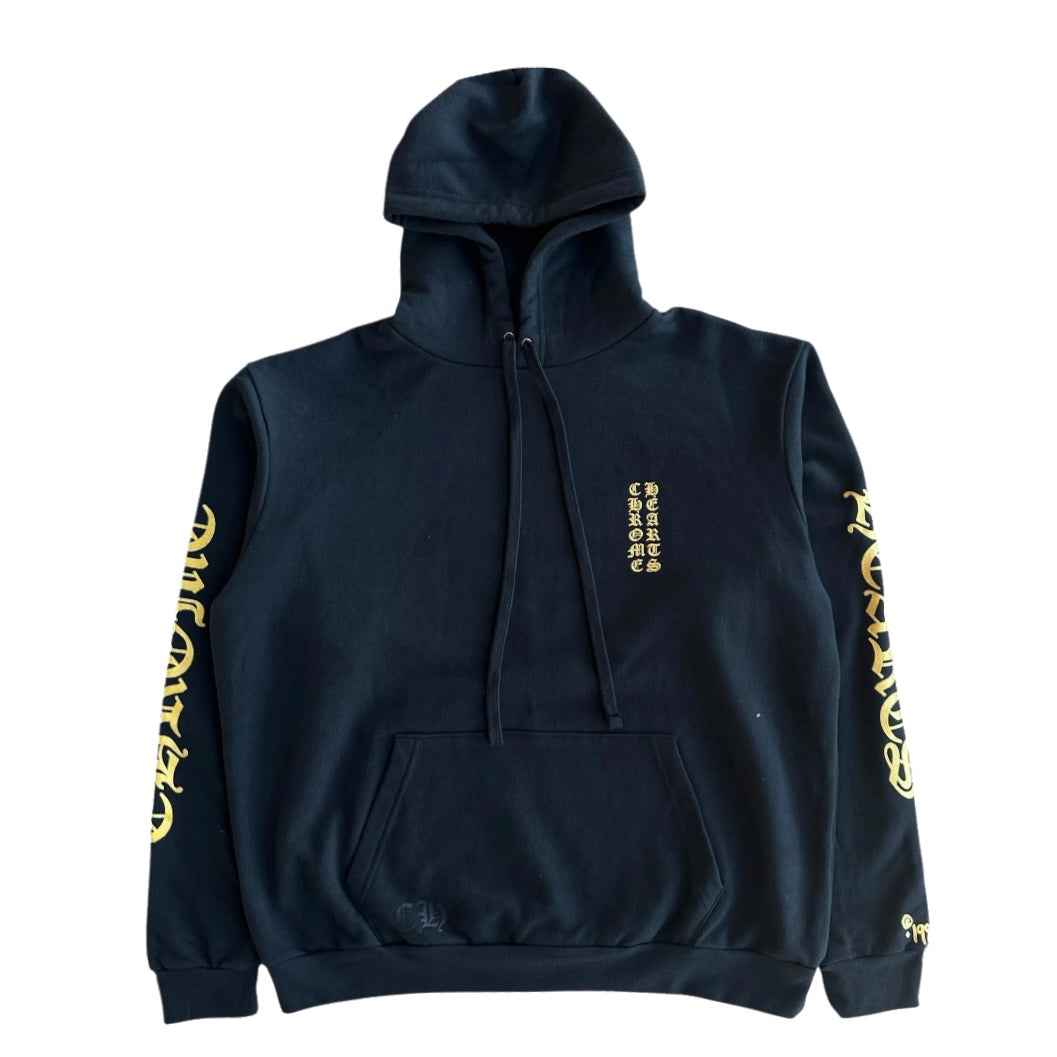 Chrome Hearts Vertical Logo Gold Glitter Hoodie
