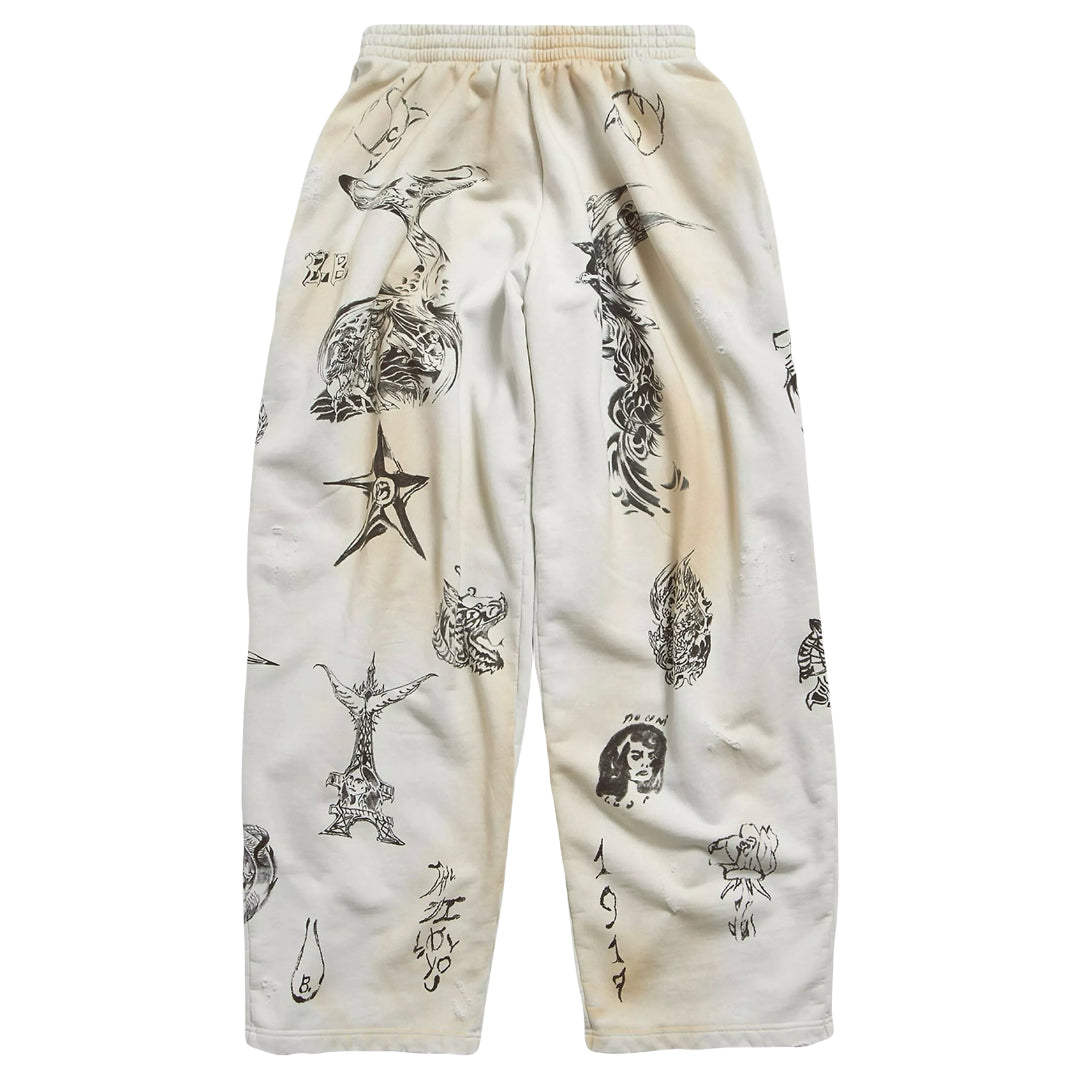 Balenciaga FW24 Distressed Tattoo Sweatpants