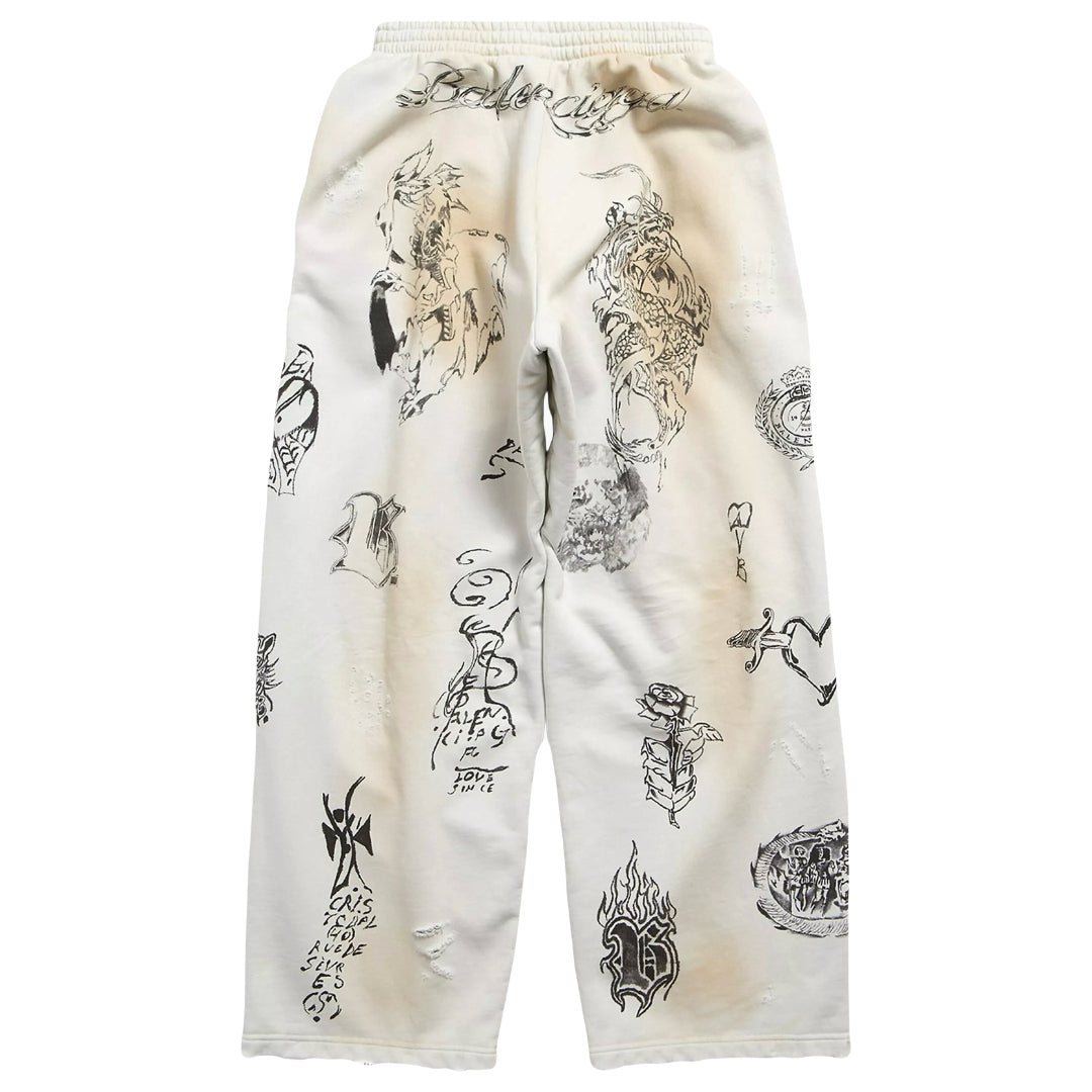 Balenciaga FW24 Distressed Tattoo Sweatpants