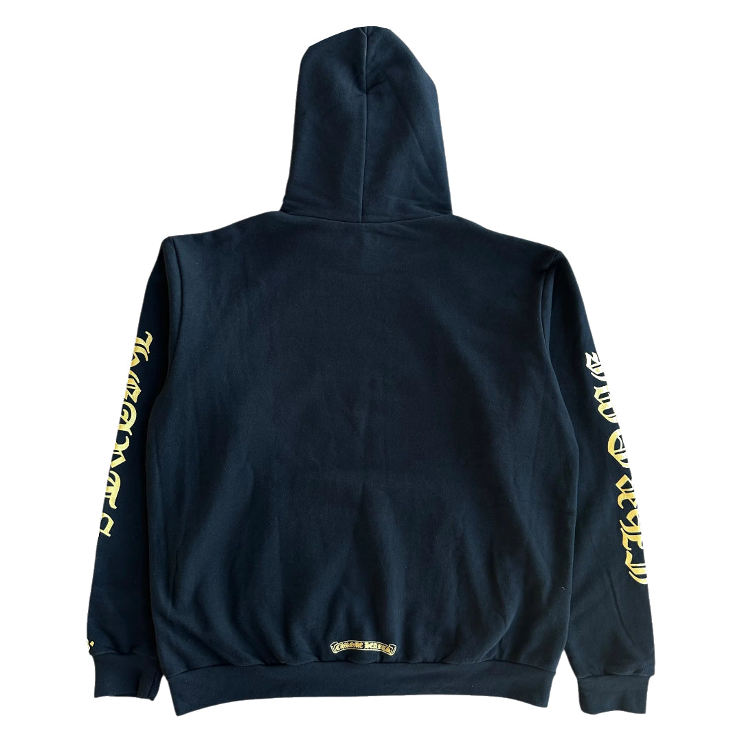 Chrome Hearts Vertical Logo Gold Glitter Hoodie