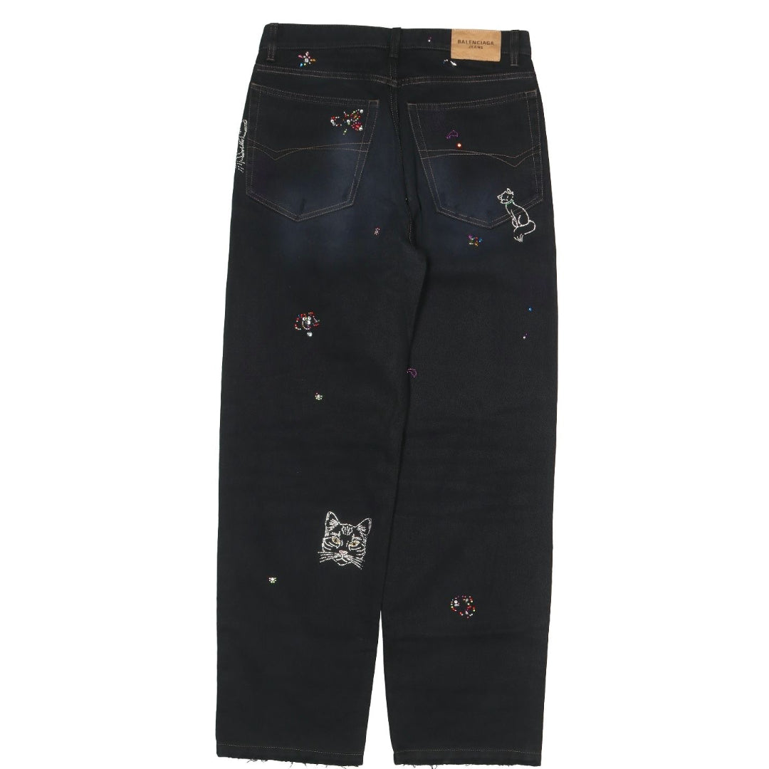 Balenciaga FW23 Rhinestone Scribble Jeans