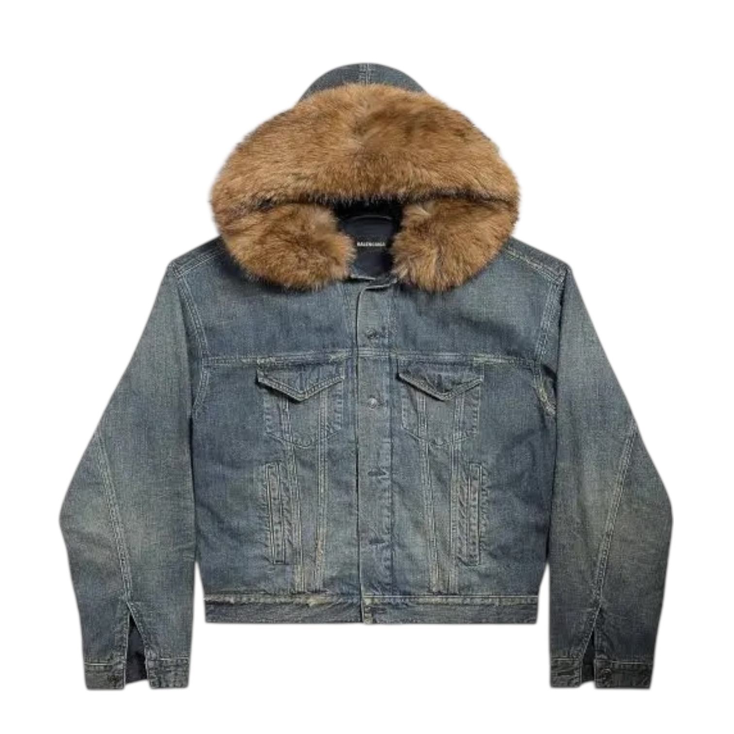 Balenciaga FW25 Fur Hood Denim Jacket