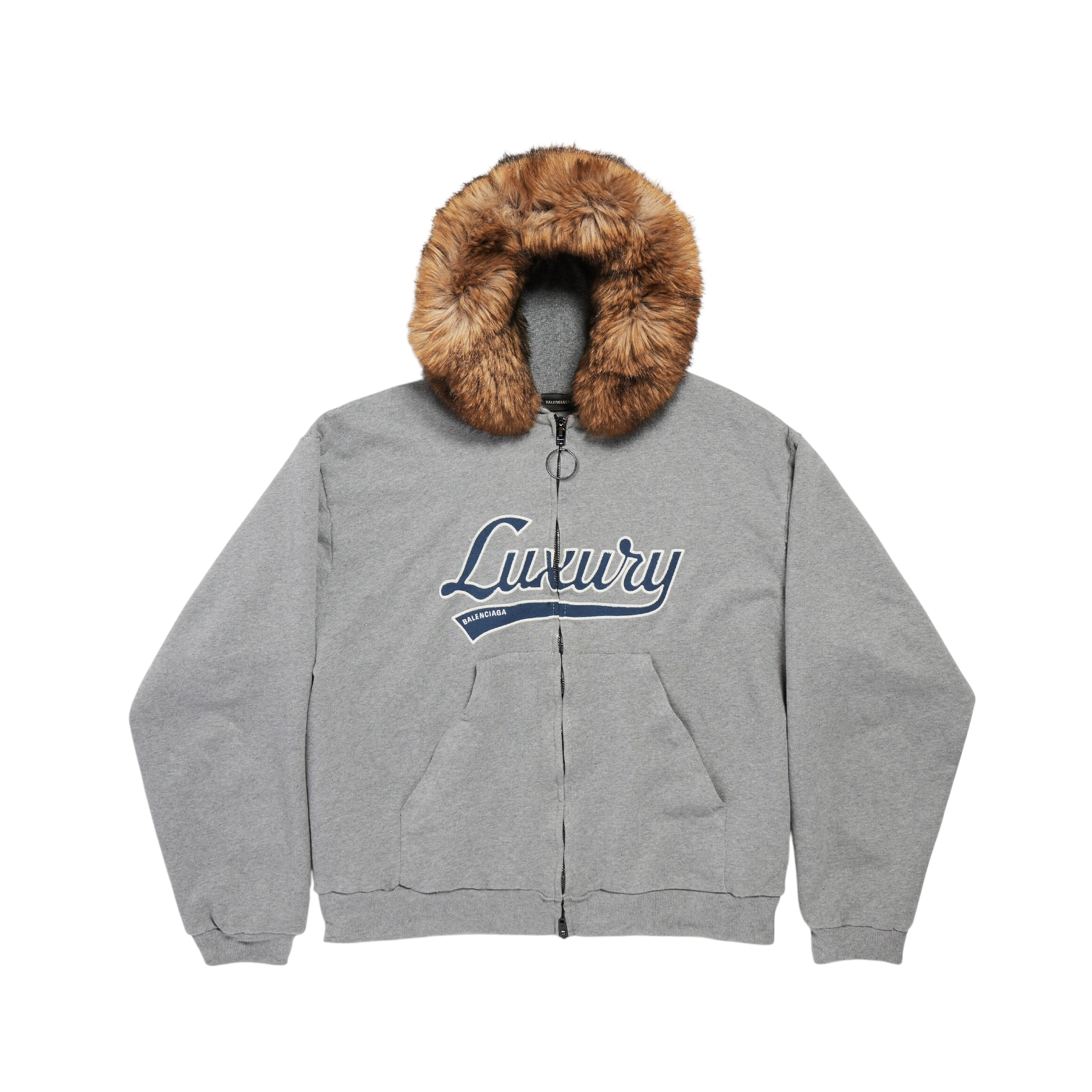 Balenciaga FW25 Fur Hood Zip-Up Hoodie