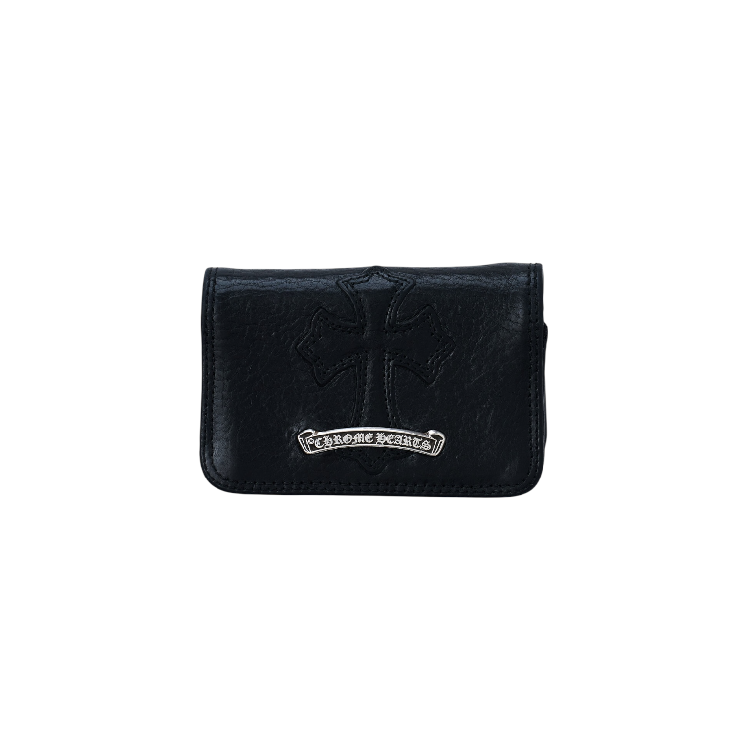 Chrome Hearts Black Leather Patch Card Holder
