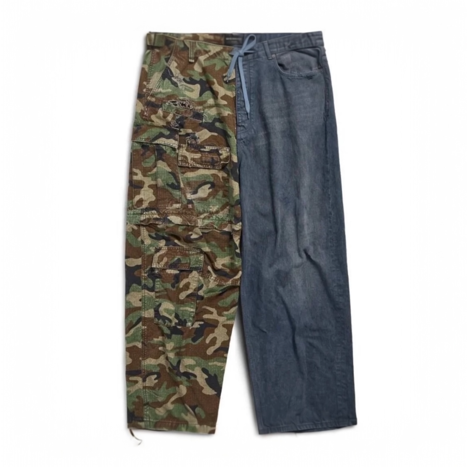 Balenciaga SS24 Hybrid Split Dark Camo Denim Pants